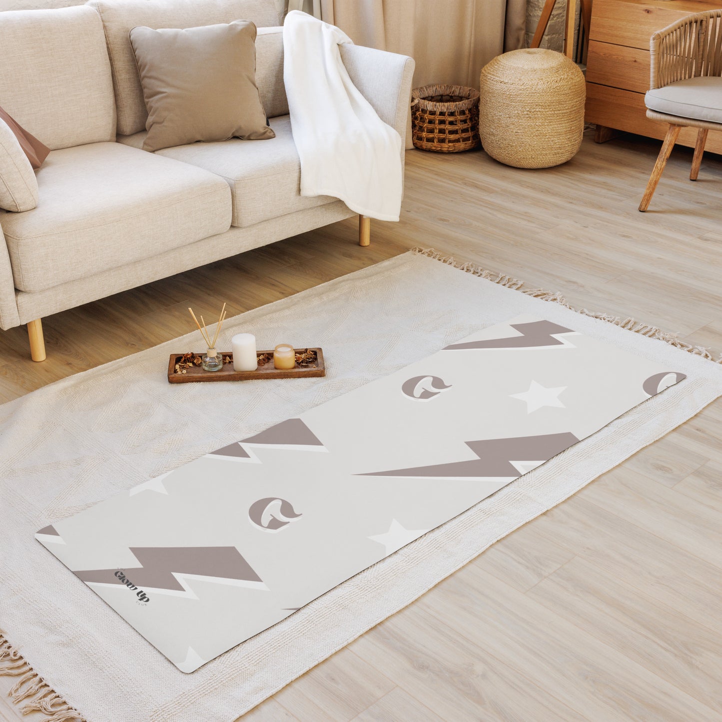 BEIGE LIGHTNING YOGA MAT